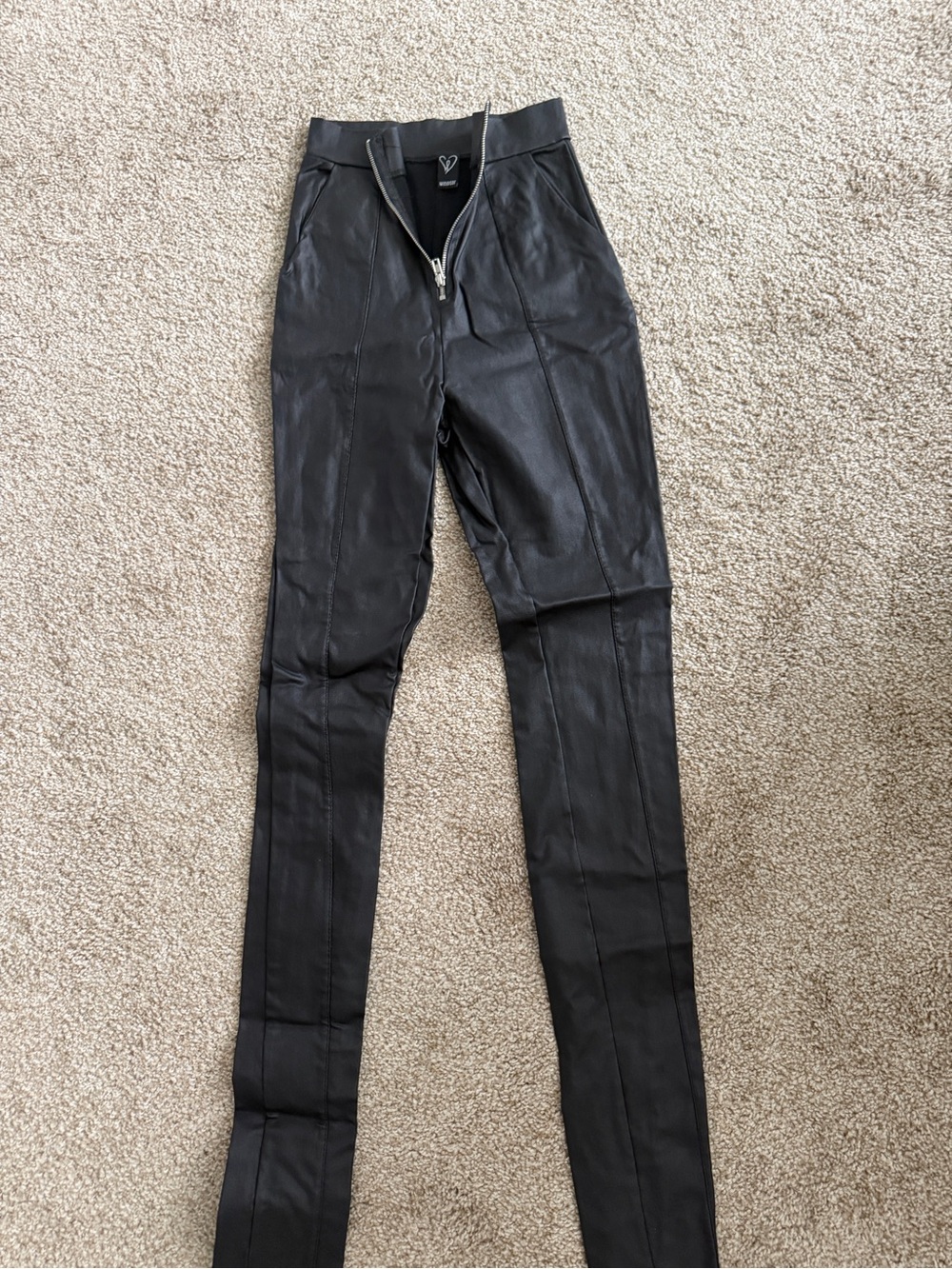 Windsor Black Faux Leather Zip-Front Pants